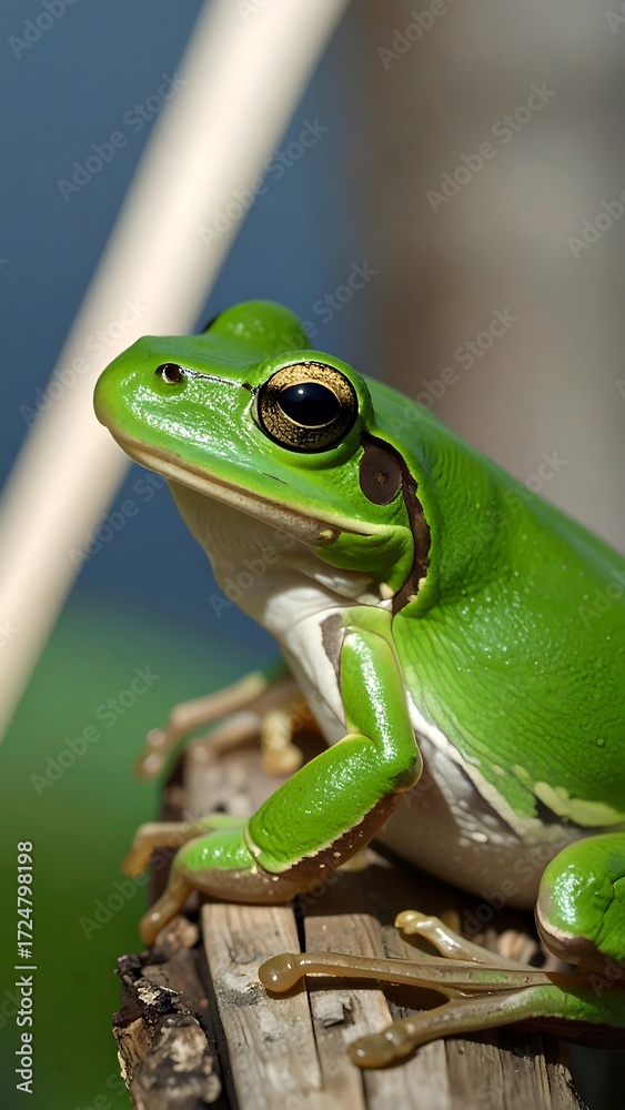 Obraz premium Close-up of a green frog