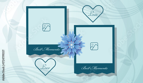 Blank photo frames and family photo collage template illustration