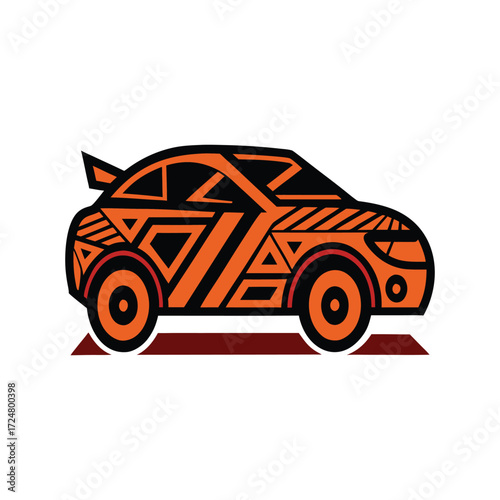 car designed with tribal patterns vector art
