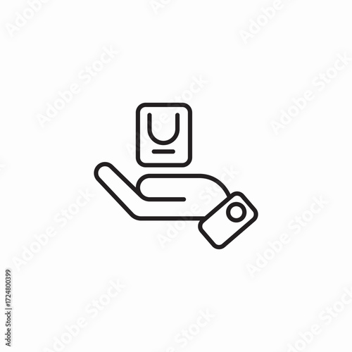 hand holding bag icon sign vector