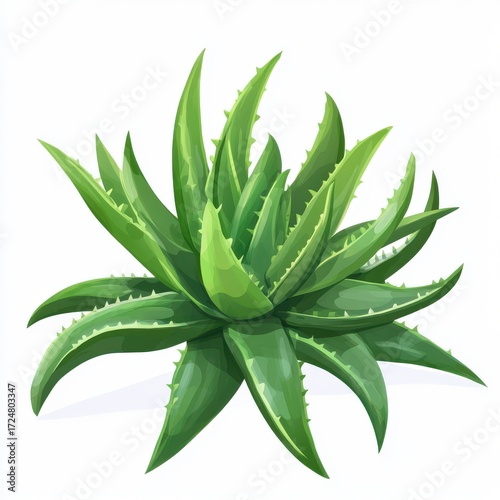 Lush Green Aloe Vera Plant on a Clean White Background