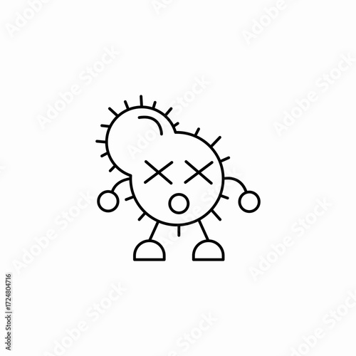 dead germ character icon sign vector