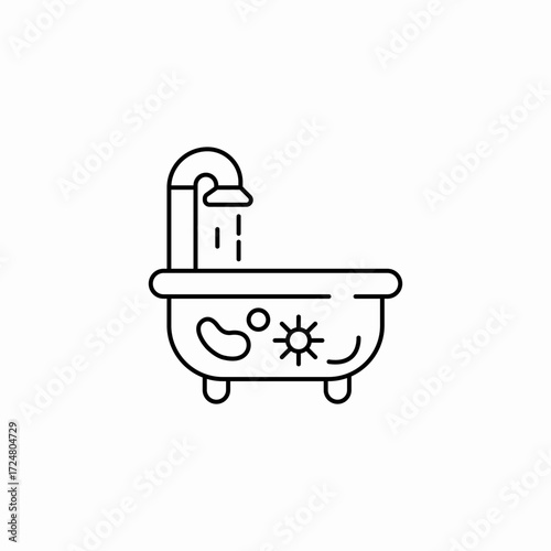 dirty bathtub bacteria icon sign vector