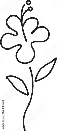 hibiscus line art silhouette vector illustration