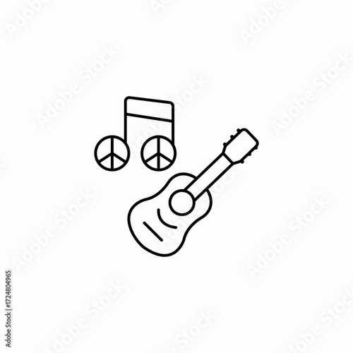 guitar musical peace icon sign vector