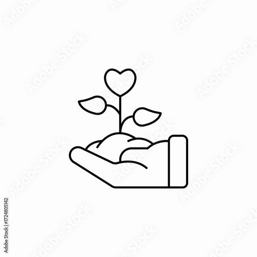 hand holding seedling icon sign vector