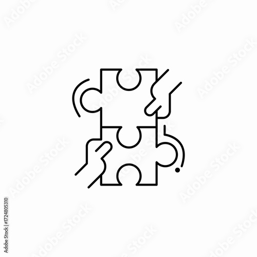 hands connecting puzzle icon sign vector