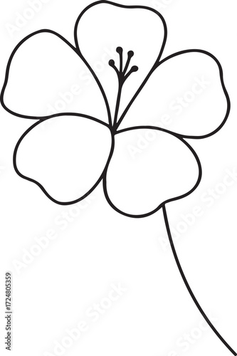 hibiscus line art silhouette vector illustration