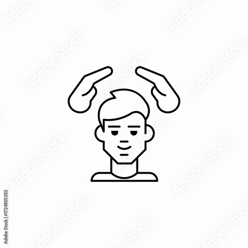 head hands protect icon sign vector