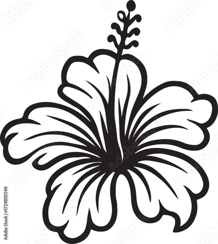 hibiscus line art silhouette vector illustration