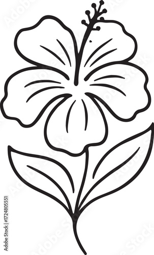 hibiscus line art silhouette vector illustration