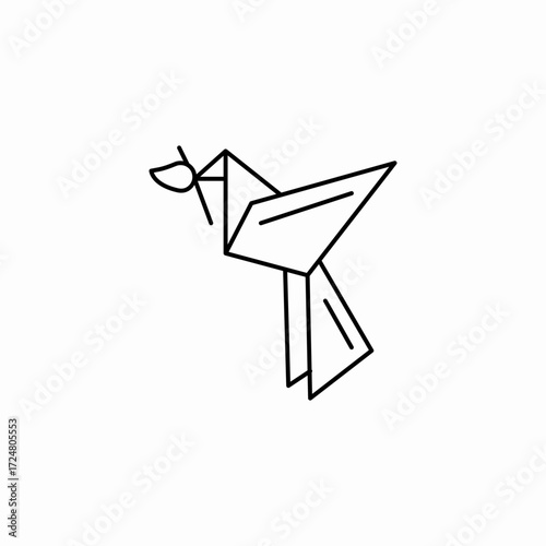 origami paper bird icon sign vector