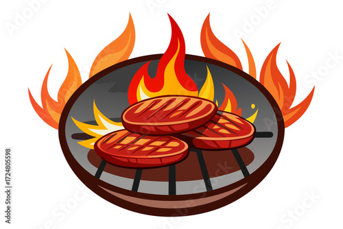 vector illustration of a burning stove