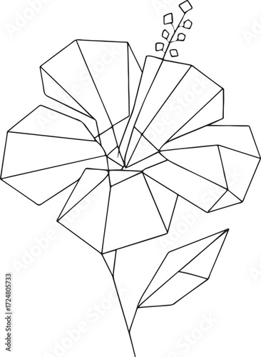 hibiscus line art silhouette vector illustration