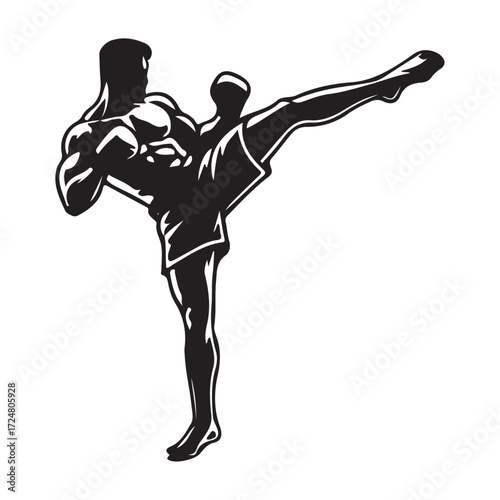 vector " kick boxing " illustration vector Design white background