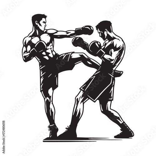 vector " kick boxing " illustration vector Design white background