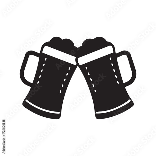 A stylish pair of new black leather boots, isolated on a white background