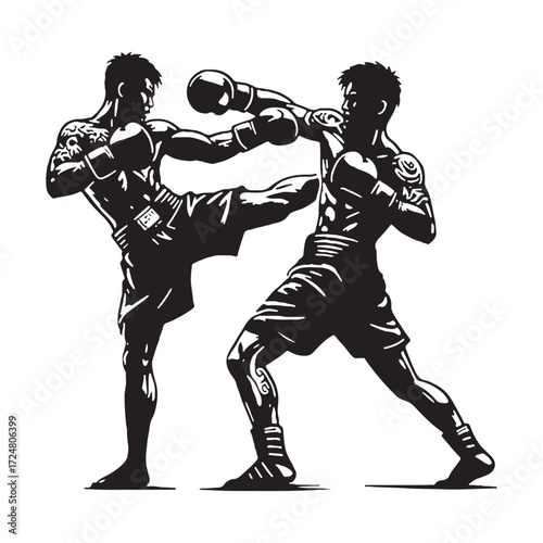 vector " kick boxing " illustration vector Design white background