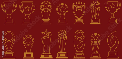 Celebrate achievement with golden trophy icons perfect for awards and recognition designs