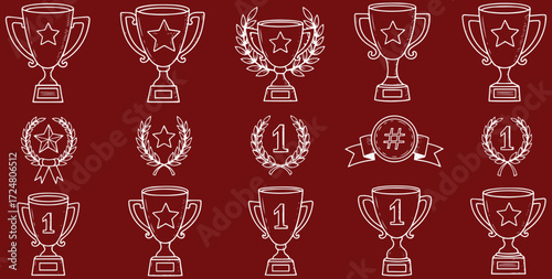 Trophy icon set celebrating success and victory, perfect for awards and achievements