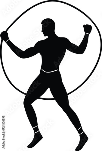 Boxer Skipping Rope Training Exercise on Transparent Background