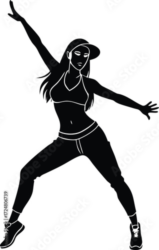 Female Dancer Hip Hop Freeze Pose Street Style on Transparent Background
