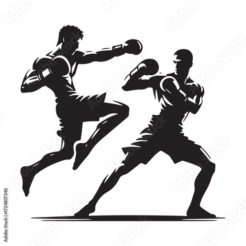 vector " kick boxing " illustration vector Design white background
