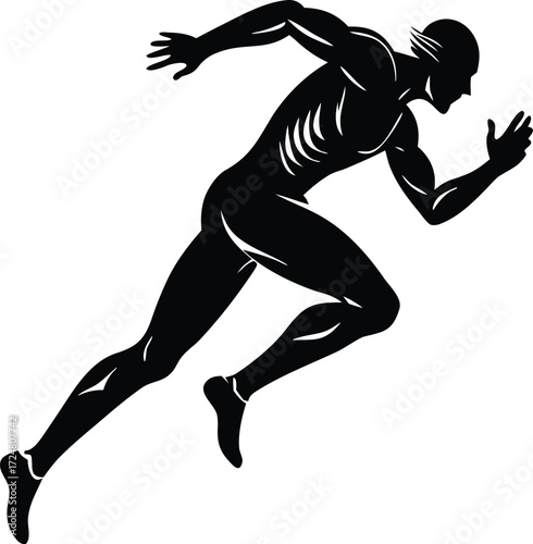 Sprinter Mid Air Stride Running Speed Power on Transparent Background