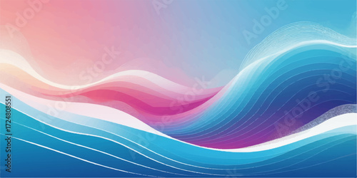Abstract colorful wave design featuring fluid light and vibrant blue and pink gradient lines