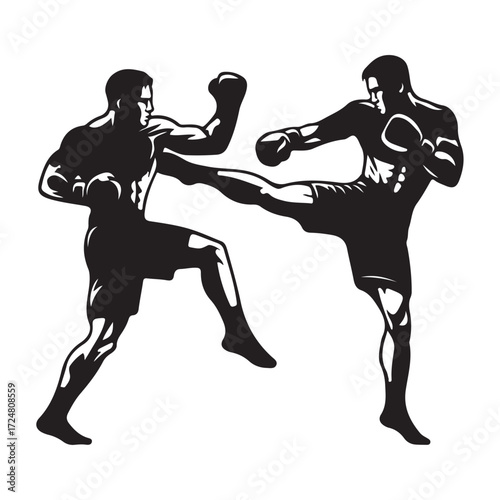 vector " kick boxing " illustration vector Design white background