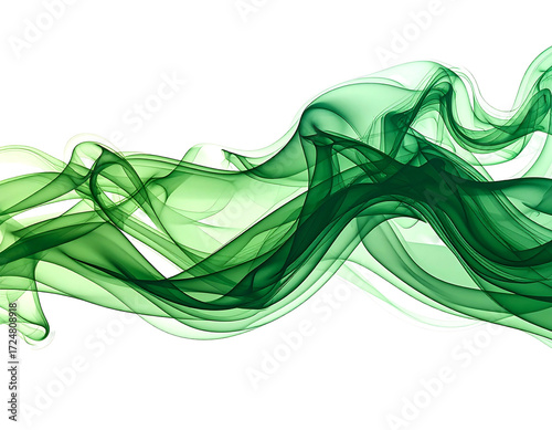 Abstract flowing green smoke swirls