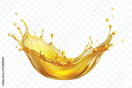 realistic smooth clean and fresh engine or cooking oil splash in curve style  isolated on white background