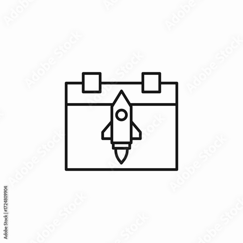 calendar rocket launch icon sign vector