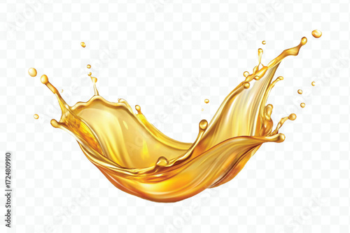 realistic smooth clean and fresh engine or cooking oil splash in curve style  isolated on white background