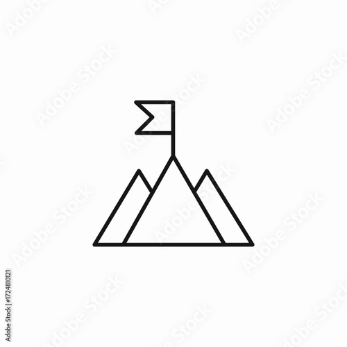 flag on mountain icon sign vector