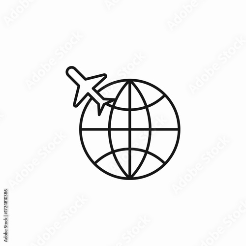 global flight travel icon sign vector