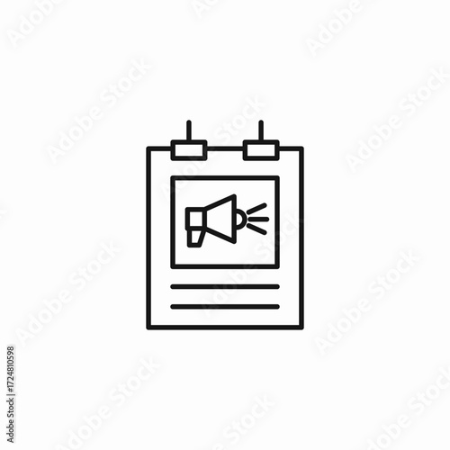 megaphone on clipboard icon sign vector