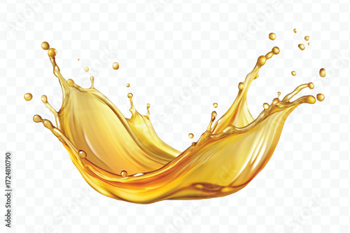 realistic smooth clean and fresh engine or cooking oil splash in curve style  isolated on white background