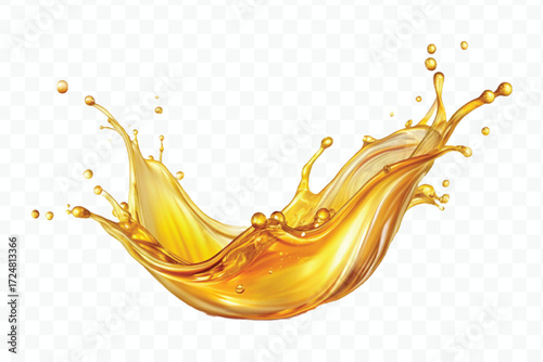 realistic smooth clean and fresh engine or cooking oil splash in curve style  isolated on white background
