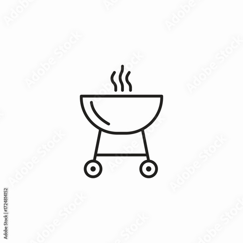 barbecue grill with smoke icon sign vector