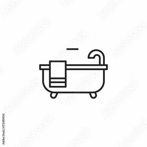 bathtub with towel icon sign vector