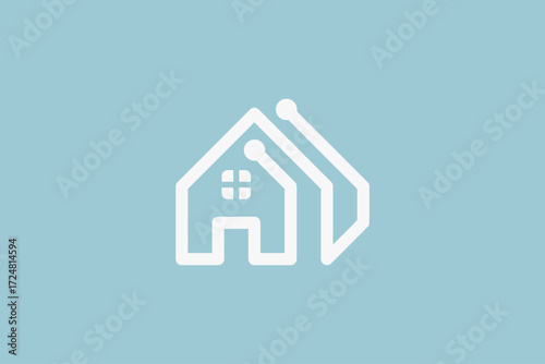 Line art home connection logo