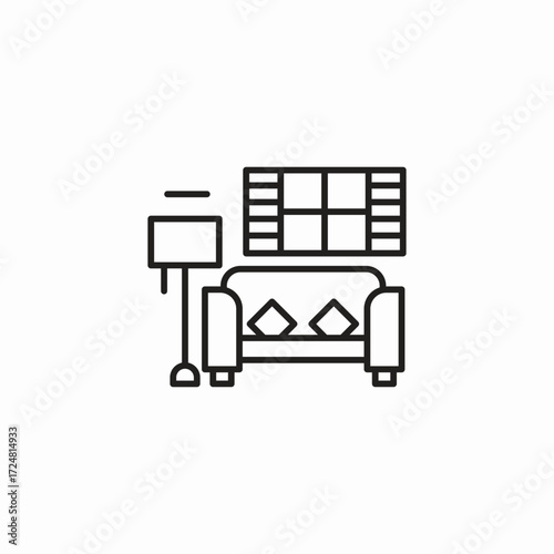 living room furniture icon sign vector