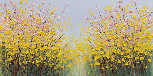 yellow flowers in the field oil painting art