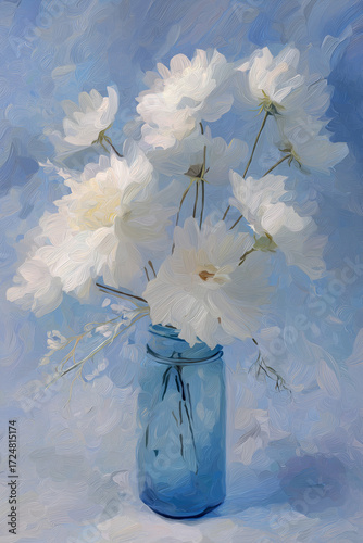 flowers in a glass vase oil painting art