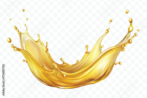 realistic smooth clean and fresh engine or cooking oil splash in curve style  isolated on white background