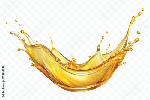 realistic smooth clean and fresh engine or cooking oil splash in curve style  isolated on white background