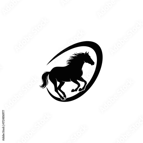 Abstract Dynamic Logo Wild Horse Galloping Freedom Power Energy Organic Custom Design