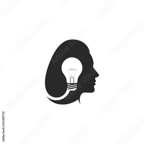 Innovative Visionary Logo Human Profile Lightbulb Element Organic Oval Frame Smart Idea