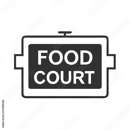 Food Court Symbol Illustration — Black and White Cafeteria and Restaurant Icon for Public Signage